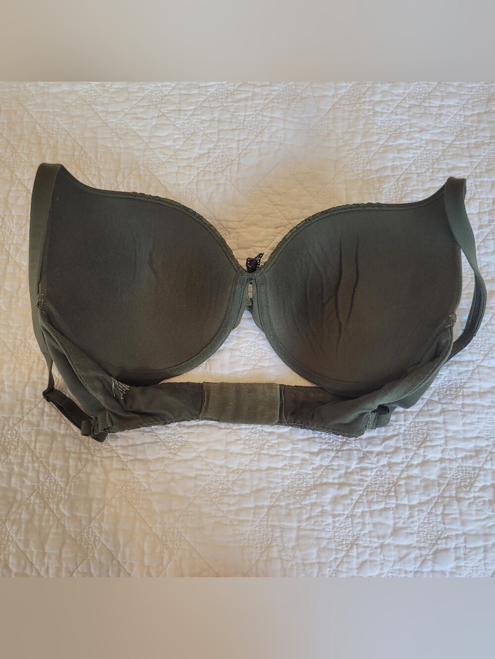 Body By Victoria Perfect Shape Olive Sage Green Lace-Trim Padded Cups 32DDD - Picture 8 of 8